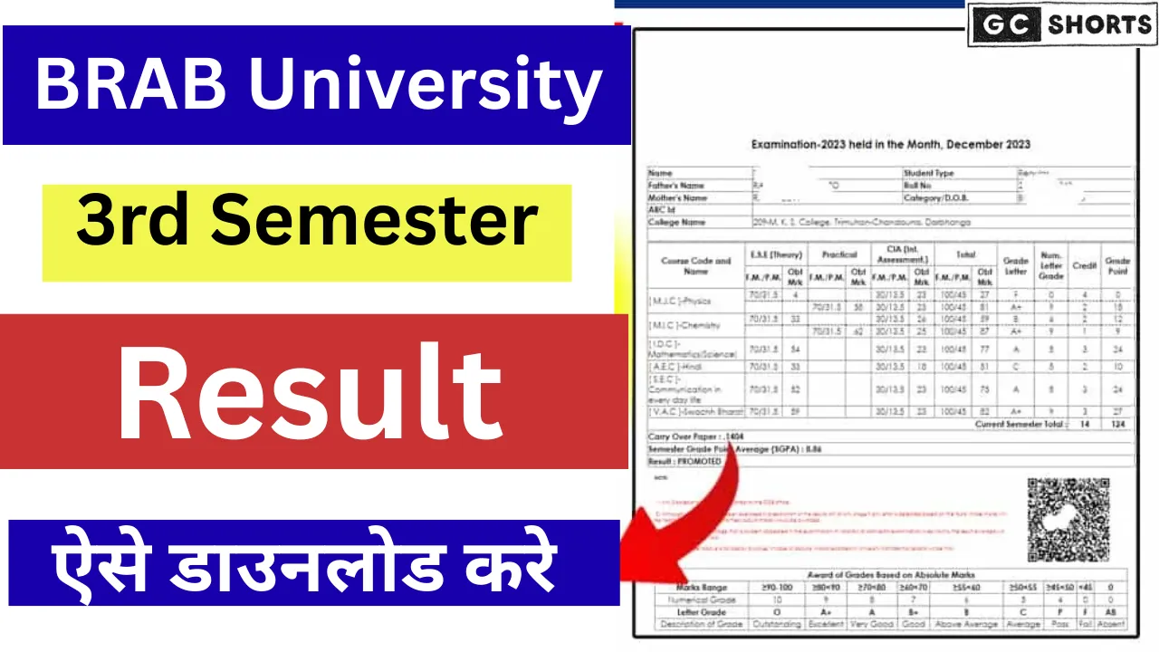 BRABU Result 2025 3rd Semester का रिजल्ट ऑनलाइन चेक करें
